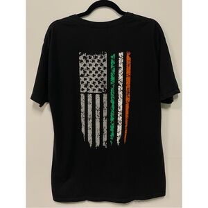Men's Hanes Irish Flag Graphic Crewneck T-Shirt Black Size L